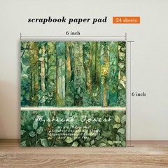 Green Scrapbook Paper Pad 6 x 6 in- 24 Sheets Forest Patterned Designed
