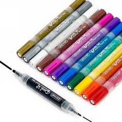ZEYAR Dual Tip Paint Pens, Medium and Extra Fine, Water Based Acrylic 12 Colors