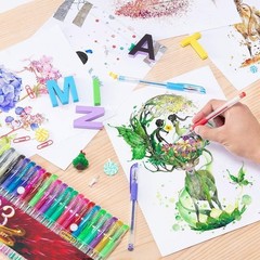 Non-Toxic Glitter Gel Pens with 33 Rich Colors – Perfect for Art & Journaling