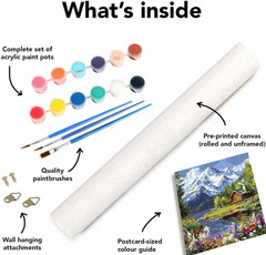 Mountain Paint by Numbers Kit for Adults Beginner, Cabin Adult Paint by Number K