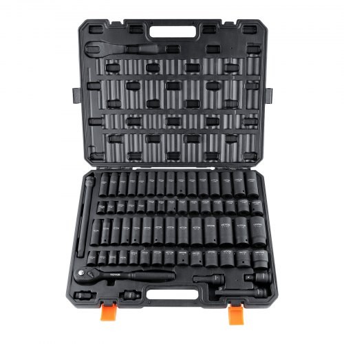 1/2″ Drive Impact Socket Set, 65 Piece Socket Set SAE 3/8″ to 1-1/4″ and Met…