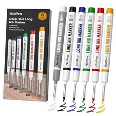 6 PCS Long Nib Marker Pens, 20mm Deep Hole Marker, Quick Dry & 6 Pcs