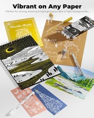 White Pen, Gold Pens & Silver Pen with 0.4mm, 1 Count (Pack of 5) Multicolor