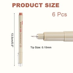 6Pcs 0.15mm Fineliner Ink Pens(Brown)