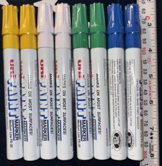 8X Uni-Paint PX-20 Oil-Based Paint Marker Medium Line 2 Each WH, YEL, GRN, BLUE