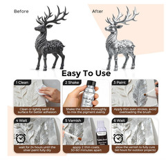 Metallic Silver Acrylic Paint and Gloss Varnish Kit Craft DIY Art Set 2 Bottle
