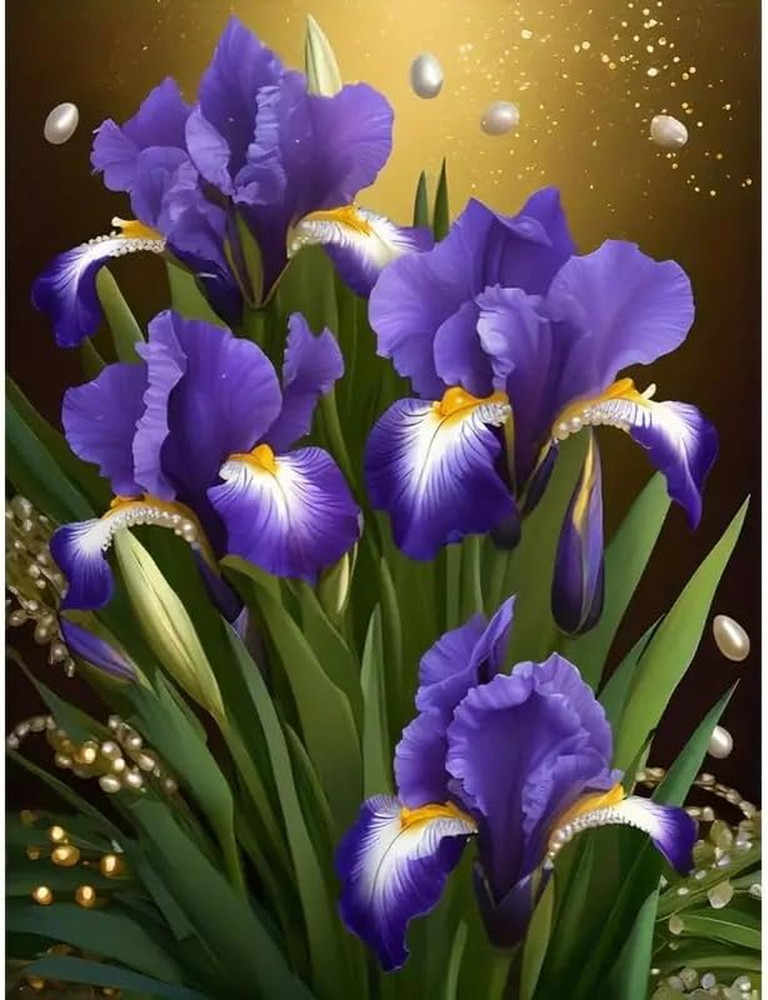 Flowers 5D Diamond Art Painting by Numbers for Adults Beginners,Diy Paint with r