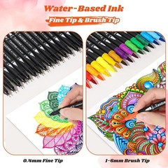 36 Colors Dual Tip Art Markers Pens for Adult Coloring Books, Artist Fine