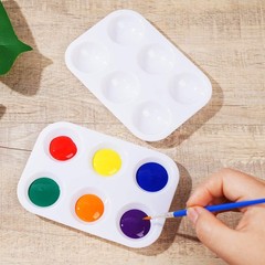 30 PCS White Plastic Paint Palettes 6 Well Rectangular Watercolor