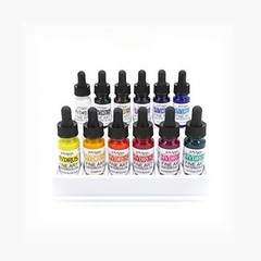 Watercolor Paint Set 12 Bottles 0.5 Oz Liquid Droppers Mixing Palette Fine Art
