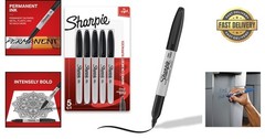 Vibrant 5 Pack of Quick Drying Black Fine Tip Permanent Markers – Durable Ink