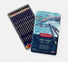 Derwent Inktense Permanent Watercolour Pencils 12 Professional Quality Set -NEW