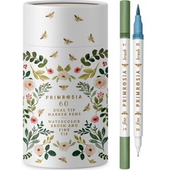 60 Dual Tip Marker Pens, Fineliner and Watercolor Brush Pens for Art Sketchin…