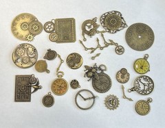 100g Steampunk Watch Parts Gears Charms Mixed Clock Face Jewelry Making Lot