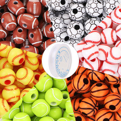 300 Pcs Acrylic Sports Beads Bulk – Baseball Basketball Soccer Softball Football