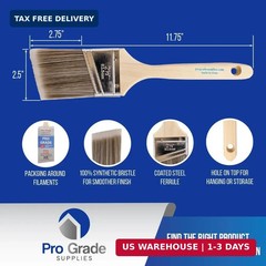 Pro Grade – Paint Brushes – 12Ea 2.5″ Angle Brushes