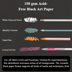 Fuxi Black Paper Sketchbook, 2-Pack – 5.5″ x 8.5″ | 90lb/150gsm Black Sketch …