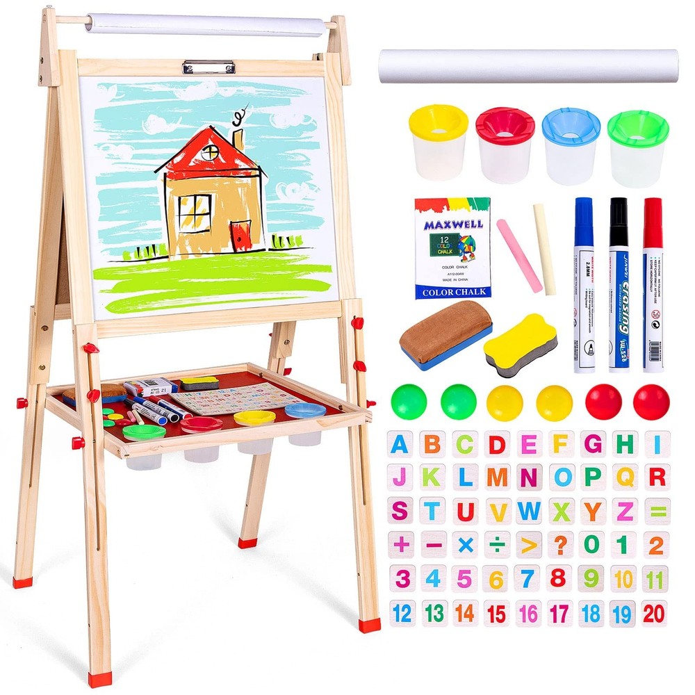 Ragstone Kids Easel Child Easel with Paper roll Double Sized Blackboard Chalk…