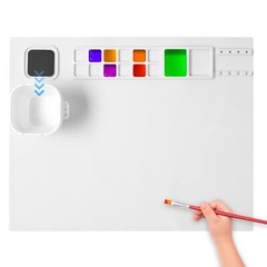 20″x16″ Silicone Painting Mat with Water Cup 12 Color Dividers 2 Paint Trays