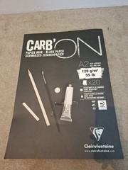 Clairefontaine CARB’ON Multi Media Black Paper Pad 120gsm Art Craft A2 -19 Pages