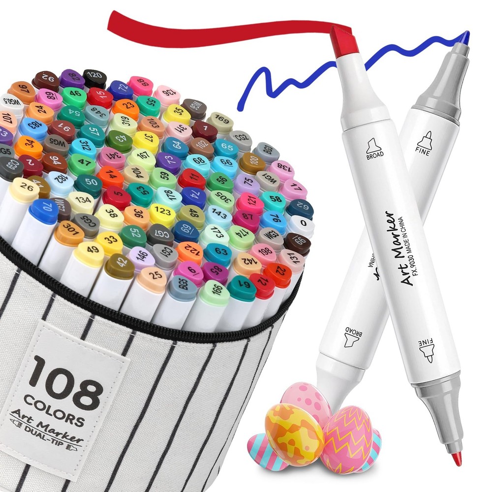 108 Colors Alcohol Markers Set, Dual Tip Coloring Markers for Adult Coloring …