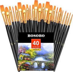 Paint Brushes Set, 2 Pack 20 Pcs Round-Pointed Tip Nylon Hair Artist Acrylic Pai