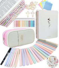 Bible Study Supplies Journaling Kit with Flowers Tabs and Highlighter, Notebo…