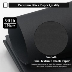 Black Paper Sketch Pad, 60 Sheets Spiral Sketch Book 8.5 x 11, 90lb/150gsm Bl…