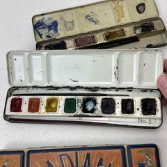 Lot of 4 Vintage Water Colors Sets Prang No 3A 8 Radiant Colours Tins