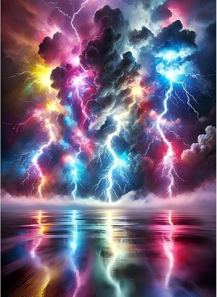 puonidwo 5D Colorful Lightning Diamond Art Kits for Adults Standard, BK059