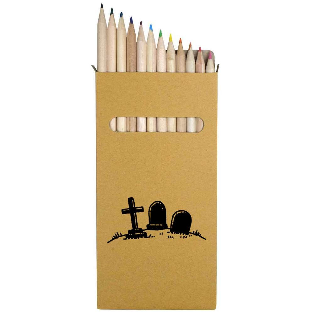 12 x ‘Simple Graveyard ‘ Long 178mm Coloured Pencils / Pencil Set (PE00094171)