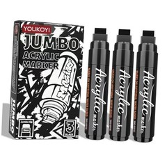 Jumbo Acrylic Paint Markers 3 Pack, 15mm Wide Tip Permanent Graffiti Black