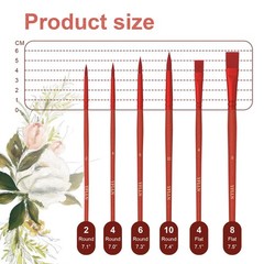 Professional Red Face Paint Brushes Fine Tip Acrylic Watercolor Oil 6 PCS