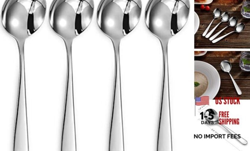 Premium 7″ Louise Soup Spoons, 18/10 Stainless Steel, Dishwasher Safe () 4