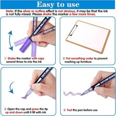 Self Outline Glitter Markers Metallic Art Pens Kids Teens Crafts 12 24 36 Colors