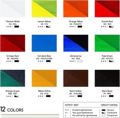 MEEDEN Beginners Acrylic Paint Set: 12 Colors 12ml/0.41 fl oz Heavy Body Art Cra