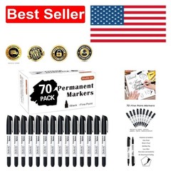 70 Black Permanent Fine Point Markers – Waterproof Ink for Endless Creativity