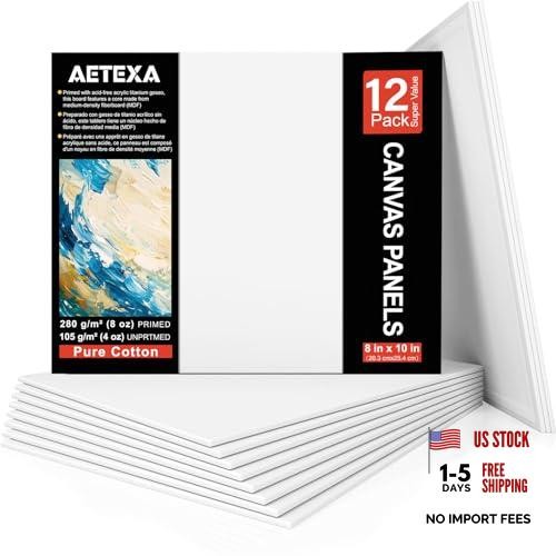 AETEXA Canvases for Painting 8×10 Inch, Canvas Bulk Pack of 8″x10″ (Pack of 12)