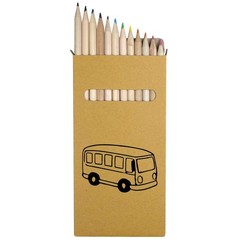 12 x ‘Coach Bus Vehicle’ Long 178mm Coloured Pencils / Pencil Set (PE00079209)