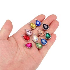 10 Pcs 10x14mm Alloy Glass Crystal Teardrop Charm for DIY Craft, Blue-Purple