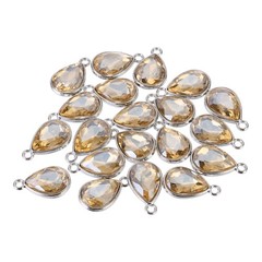 20PCS 12x20mm Alloy Glass Crystal Teardrop Charm Champagne