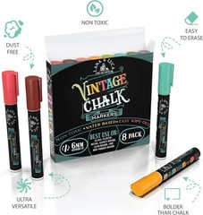 Multicolor Liquid Chalk Markers Set – 8 Vintage 6mm Tips for Classroom & Crafts