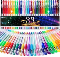 Gel Pens, 33 Color Gel Pen Fine Point Colored Pen Set with 40% More Ink for A…