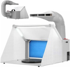 Portable Airbrush Spray Paint Booth Kit &LED Light Exhaust Filter Hobby Painting