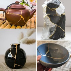 Kintsugi Repair Kit, Food Safe Gold & Silver Kintsugi Kit for Broken Ceramics, G
