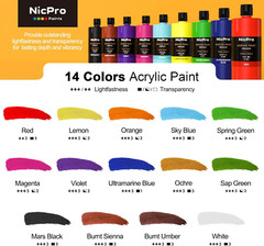 14 Colors Large Bulk Acrylic Paint Set (16.9 oz,500 ml) Rich Art Painting Suppli