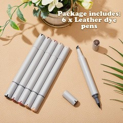 6 Pack Dual Tip Leather Dye Marker Pens Leather Touch up Pen Shoe Marker Leather