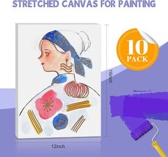 ESRICH Stretched Canvas for Painting 12×16 10 Packs-1Sizes( 12*16in), White