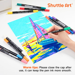 28 Colors Dual Tip Acrylic Paint Markers, Brush Tip and Fine Tip Acrylic Paint P