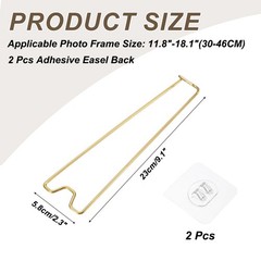 2Pcs 9.1″ Adhesive Easel Back Metal Picture Frame Back Stand Gold